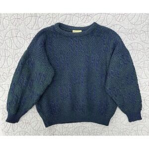 Carraig Donn Aran Woolen Mills Wool Sweater Green Blue / Women's Medium